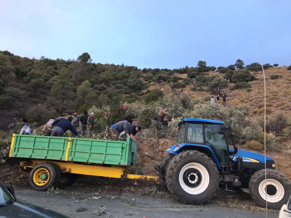 Los vecinos han tenido que recoger un segundo carro de leña a primera hora del día.