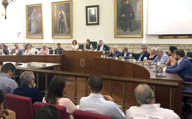 Un momento de la reunión en el salón de plenos.