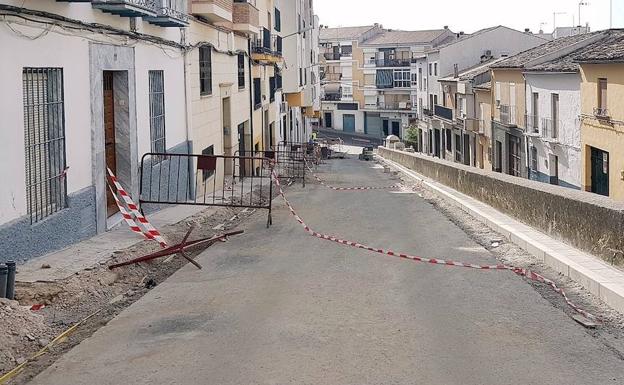 Estado actual de las obras en la calle Carnicerito de Úbeda.