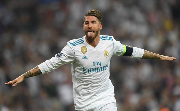 Sergio Ramos celebra un gol. /Afp