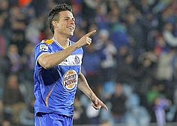 Manu del Moral celebra un gol con el Getafe./EFE/