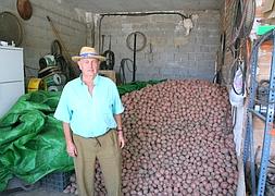 Antonio Hurtado ante las 'papas' que ha sacado de su tierra. :: R. URRUTIA/
