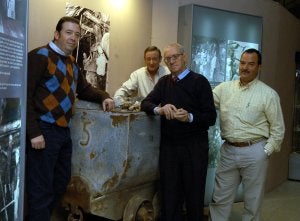 Ángel Aguilera, Ramón Martínez, Antonio Aguilera y Julio Lardín, los últimos mineros. :: ENRIQUE/