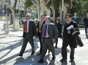 Gabriel Maganto, Fernando Calahorro, Gaspar Zarrías y Francisco Reyes, ayer en Jaén. :: FRANCIS J. CANO/