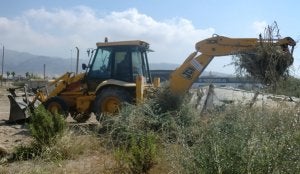 Una máquina realiza trabajos de desbroce en los terrenos por donde discurrirá la vía. ::
IDEAL/
