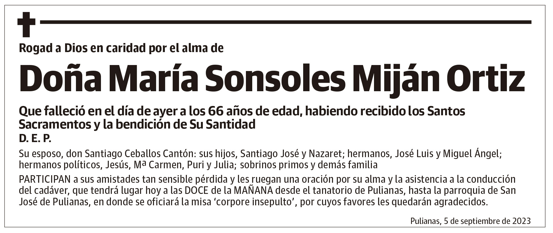 Doña María Sonsoles Miján Ortiz