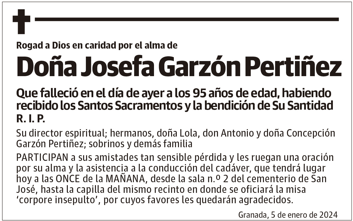 Doña Josefa Garzón Pertiñez