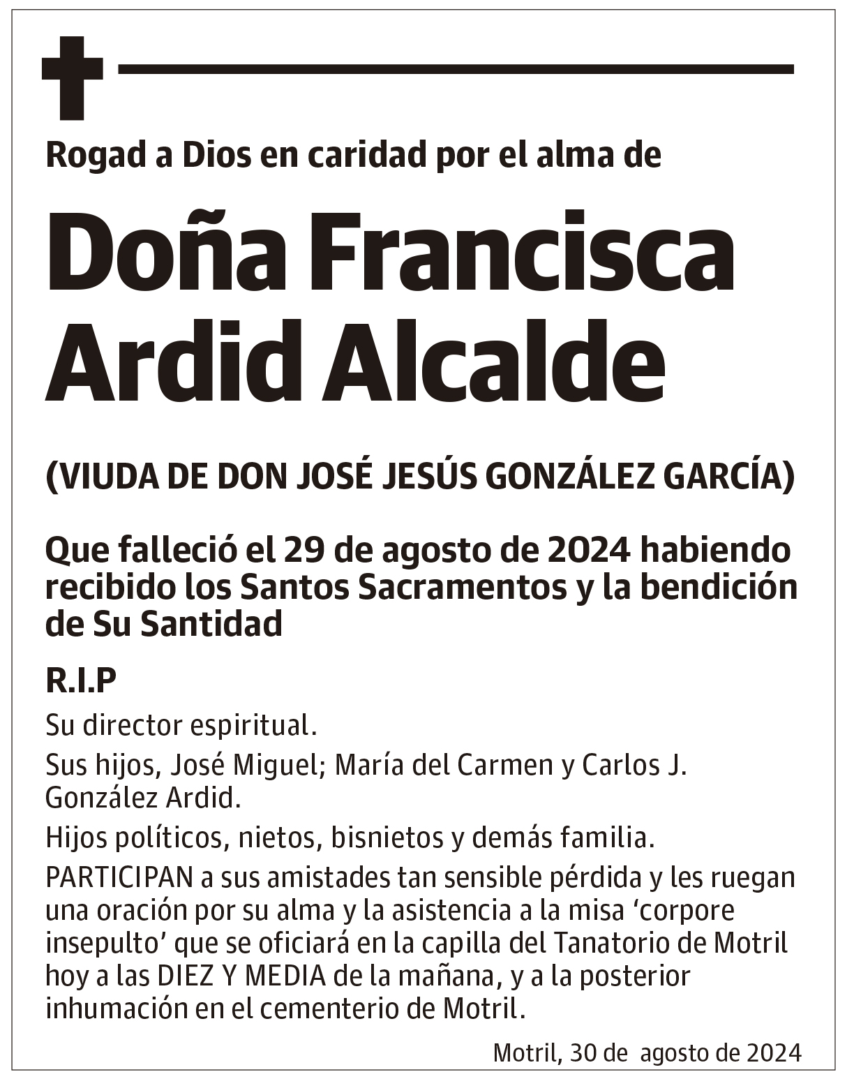 Doña Francisca Ardid Alcalde